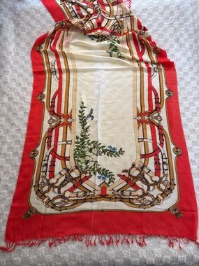 DANA XU 100% Merino Wool Extra Large Pashmina Blanket Travel Scarf Floral